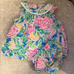 Lilly Pulitzer Blue and Pink Floral Kids Dress